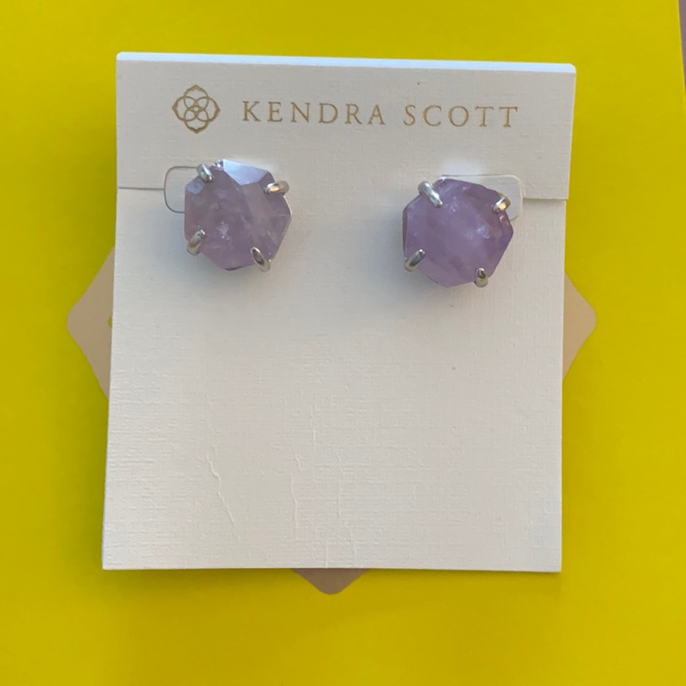 Kendra Scott Ryan Earrings - Silver and purple amethyst